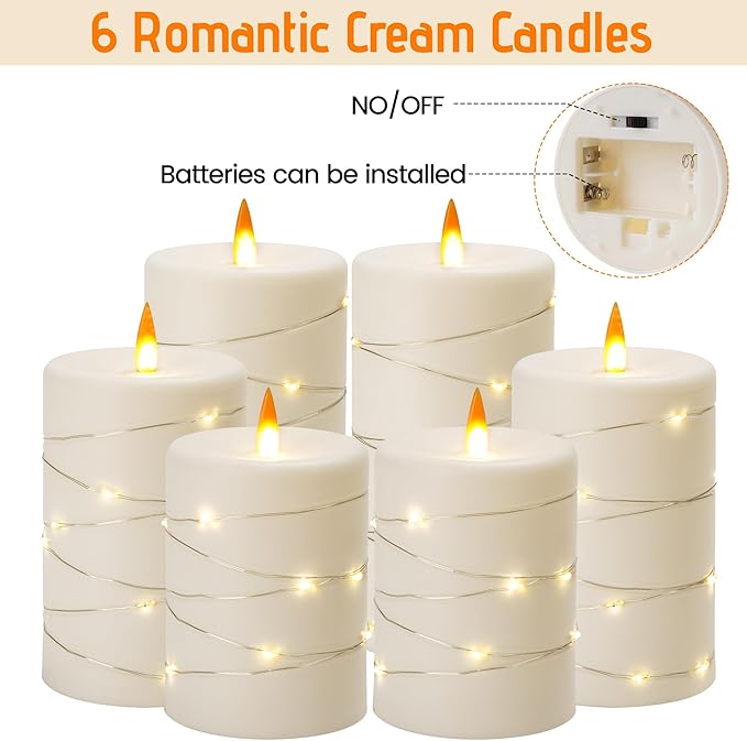 Upinmz 6 Pack Flickering Flameless Candles - Image 3