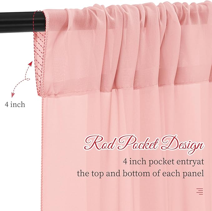 fani 6 Panels Dusty Rose Wedding Ceiling Drapes 5ftx30ft Ceiling Drapes Chiffon - Image 8