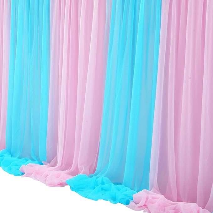 14ft Pink and Blue Table Skirt for Rectangle Tables or Round Tables Tulle Tutu - Image 6