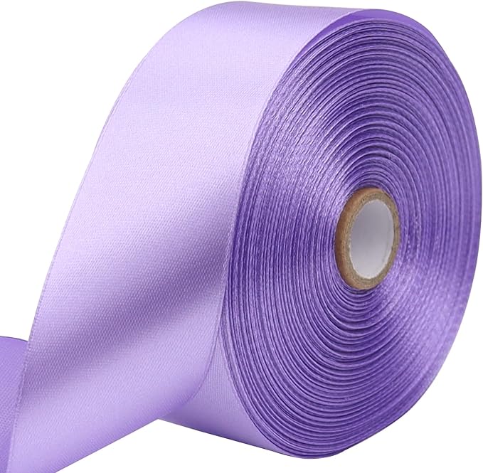 Light Purple Solid Satin Ribbon 1-1/2 Inch 50 Yards Solid Polyester Fabric by Riunbb