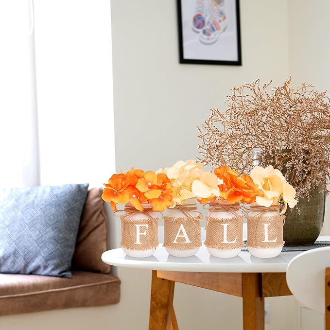 Fall Decor for Home, Autumn Themed Mason Jars Centerpiece Decorations - Image 5