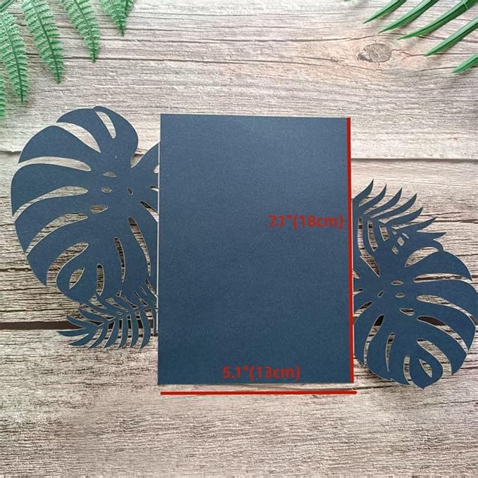 Navy Blue Laser Invitation Card, Palme Invitation Jacket - Image 4