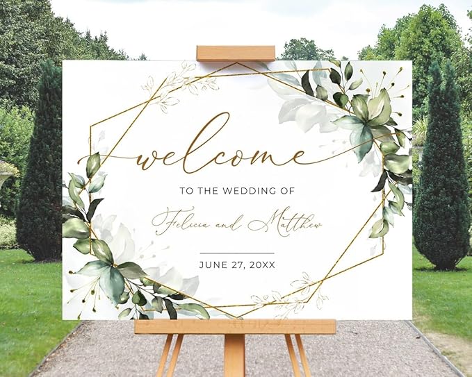 Greenery Wedding Welcome Sign, To The Wedding Of Signs by Custom