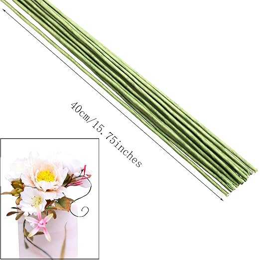 50/Package Floral Stems Wire for Paper Flower 16 Gauge Green Floral Paper - Image 3