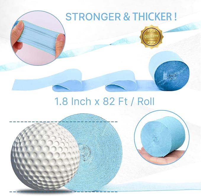PartyWoo Blue Crepe Paper Streamers 4pcs 328ft Pack of Pearl Blue Crepe Paper - Image 6