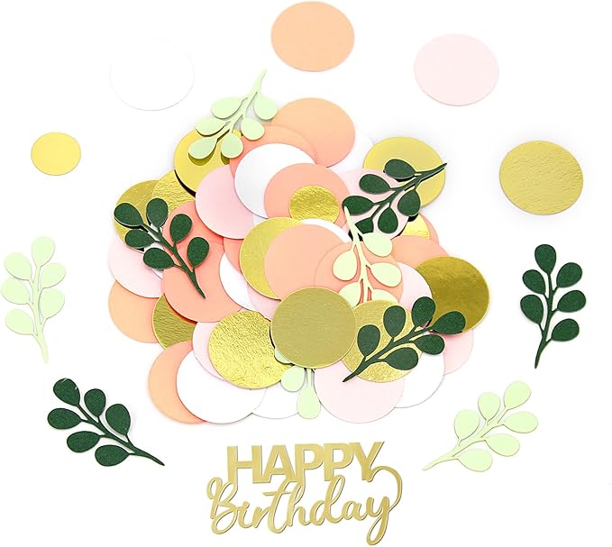 300PC Pink and Sage Green Happy Birthday Confetti - Image 7