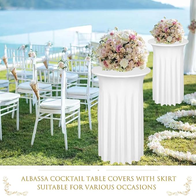 Albassa 4 Pack Cocktail Table Covers 32"x 43" Spandex Stretch Round Cocktail - Image 6