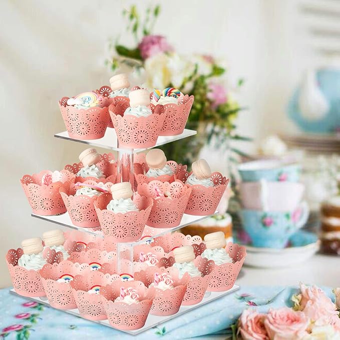 Boxalls Cupcake Stand, 3 Tier Square Acrylic Cupcake Display Stand Holder - Image 8
