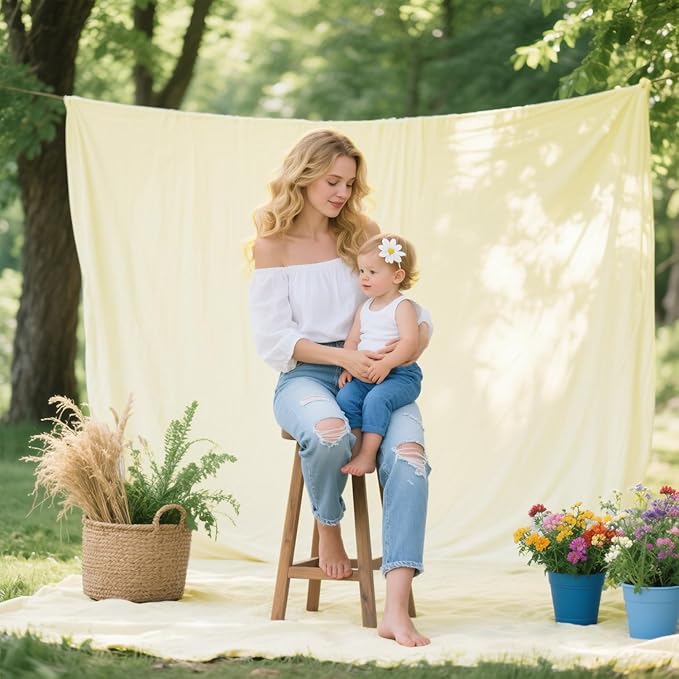 Sugargirl 10x10FT Light Yellow Backdrop Curtains Polyester Photo Backdrop - Image 8
