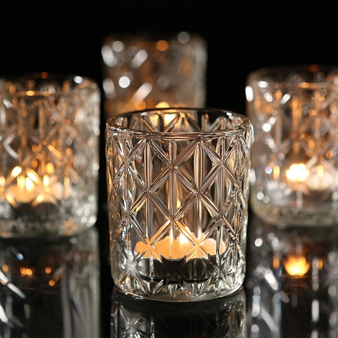 72pcs Clear Votive Candle Holders, Vintage Glass Candle Holder by Uniteland