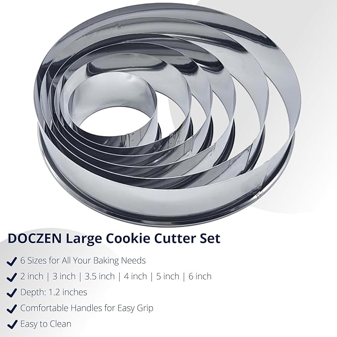 DOCZEN 6 PCS Round Cookie Cutter Set - Image 4