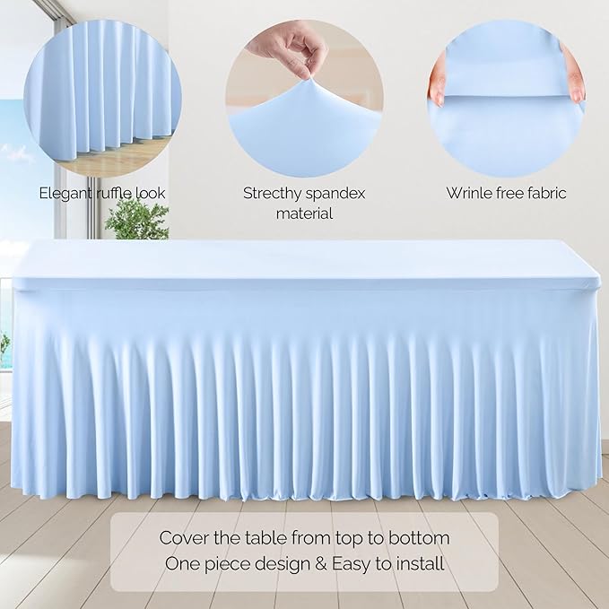 2 Pack Baby Blue Spandex Table Clothes - Image 2