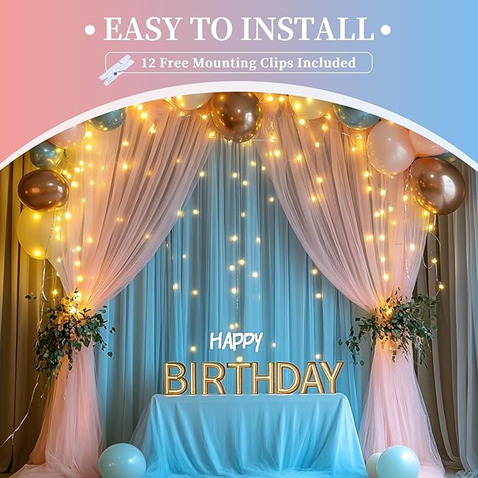 10x10ft Pink Blue Tulle Backdrop Curtain - Image 7