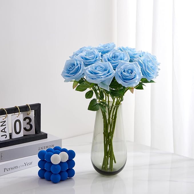 Artificial Rose 10pcs Open Flower Bouquet Faux Rose Stems - Image 2
