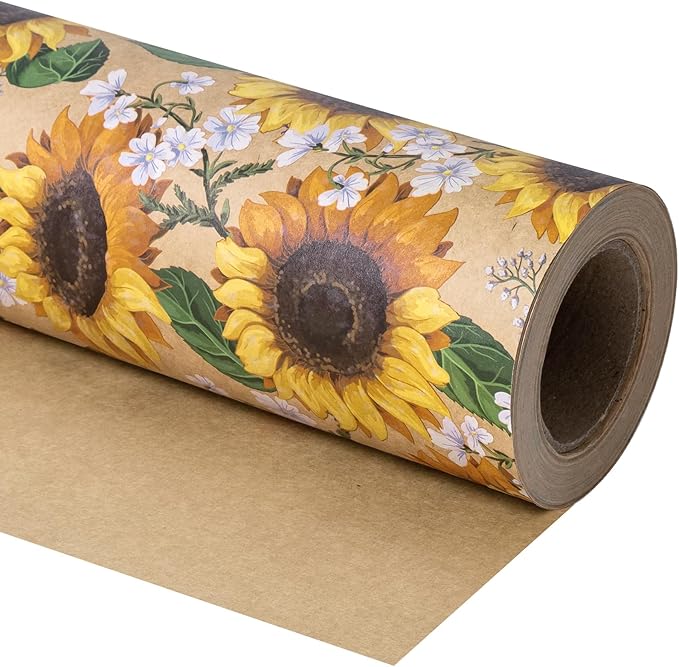 WRAPAHOLIC Kraft Floral Wrapping Paper Roll - Image 3