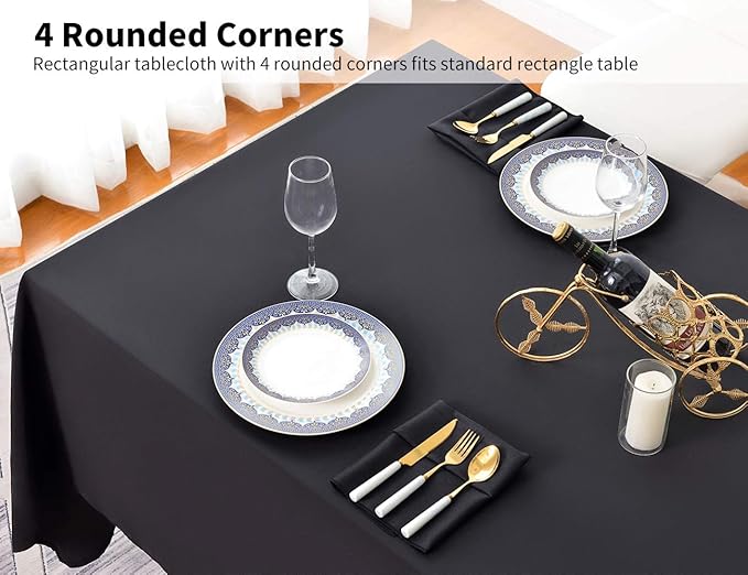 Surmente 2 Pack Black Tablecloth 90 x 132-inch Rectangular Polyester Table Cloth - Image 4