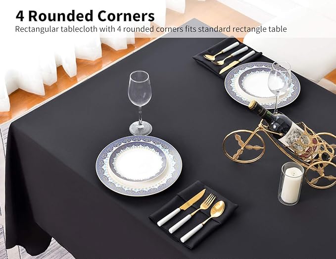 Surmente 10 Pack Black Tablecloth 90 x 132-inch Rectangular Polyester Table - Image 4