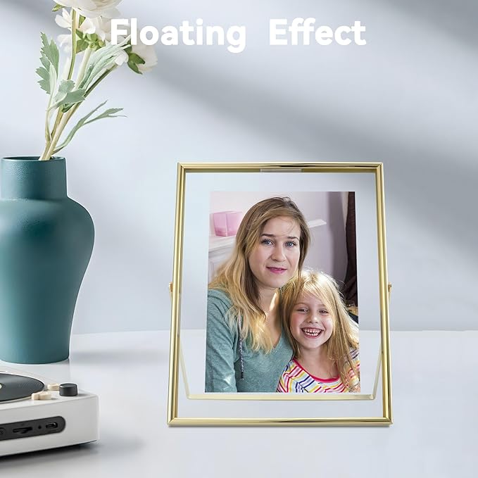 Gold Floating Frame, For Picture 5x7, Tabletop Shelf Photo Frame, Classy Gift - Image 5