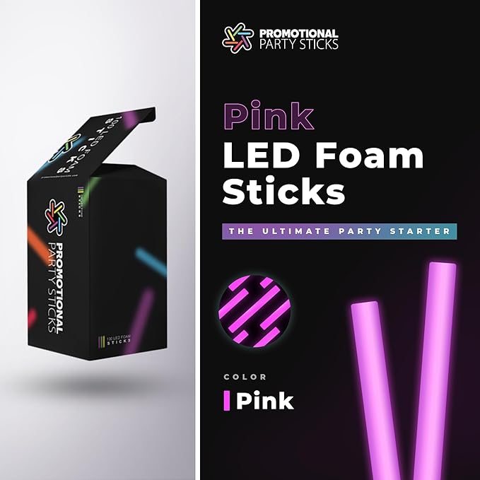 100 Pink Foam Glow Sticks - Image 2