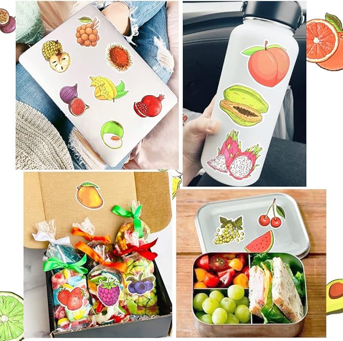 QTL Fruit Stickers for Kids Vegetable Stickers for Water Bottles Laptop - Image 2