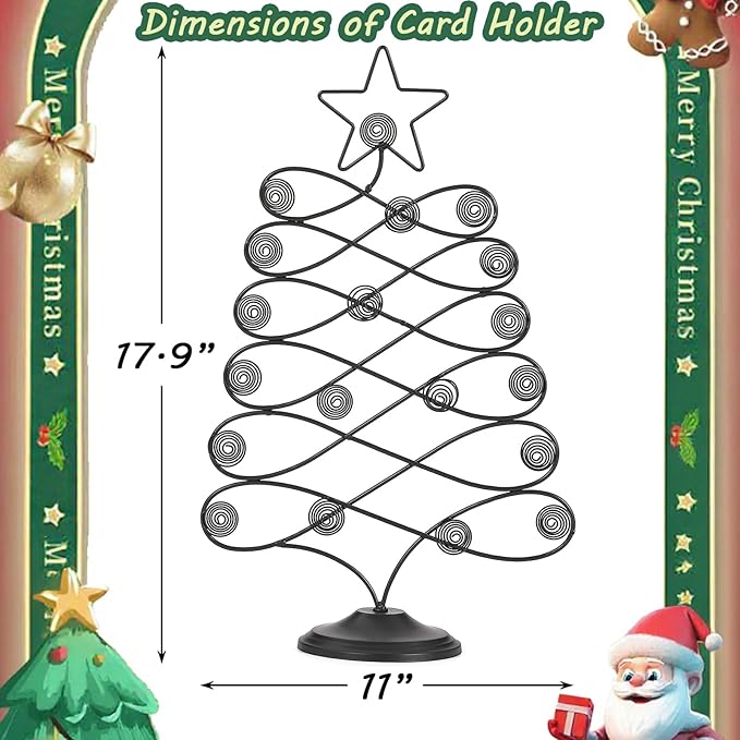 Decorative Metal Christmas Tree Card Holder, 18 Inch Tabletop Holiday Card - Image 3