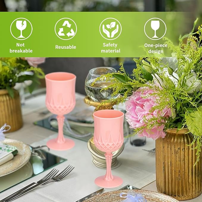 Plastic Vintage Wine Glasses 7OZ Plastic Goblets Vintage Drinking Glasses 48PCS - Image 4