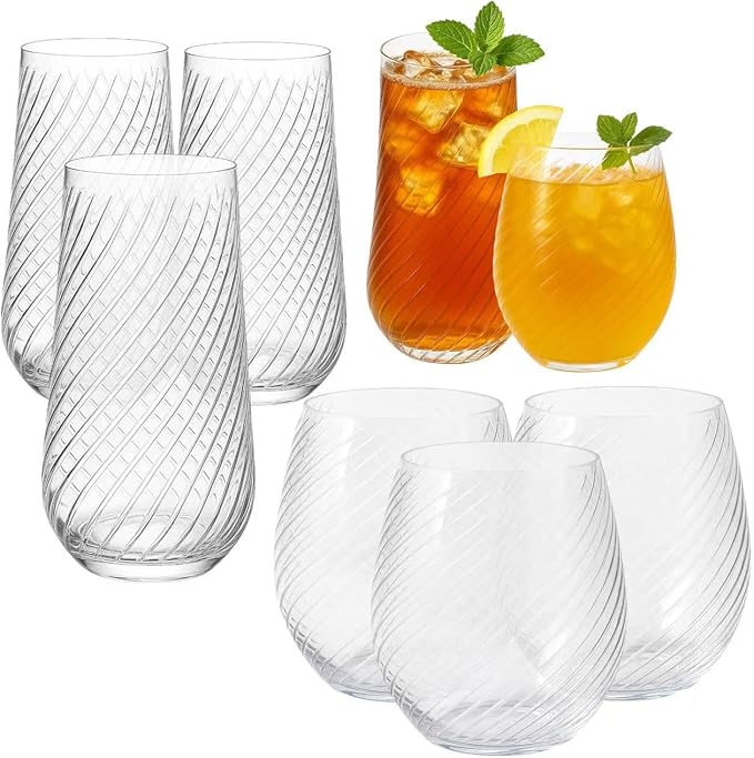 48 Pack Origami Ripple Plastic Glasses 24 9 Ounce Stemless Champagne Flutes & by Oojami