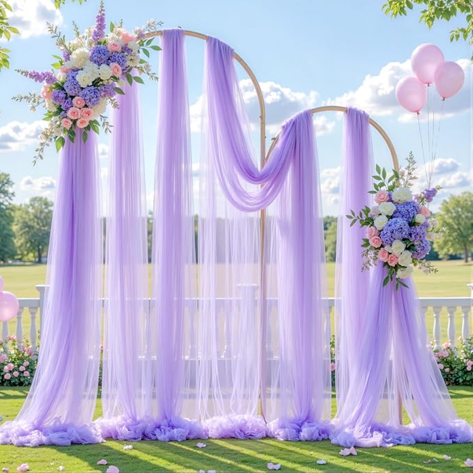Wedding Arch Draping Fabric Backdrop 1 Panel 30" x 19Ft Purple Arch Drapes - Image 3