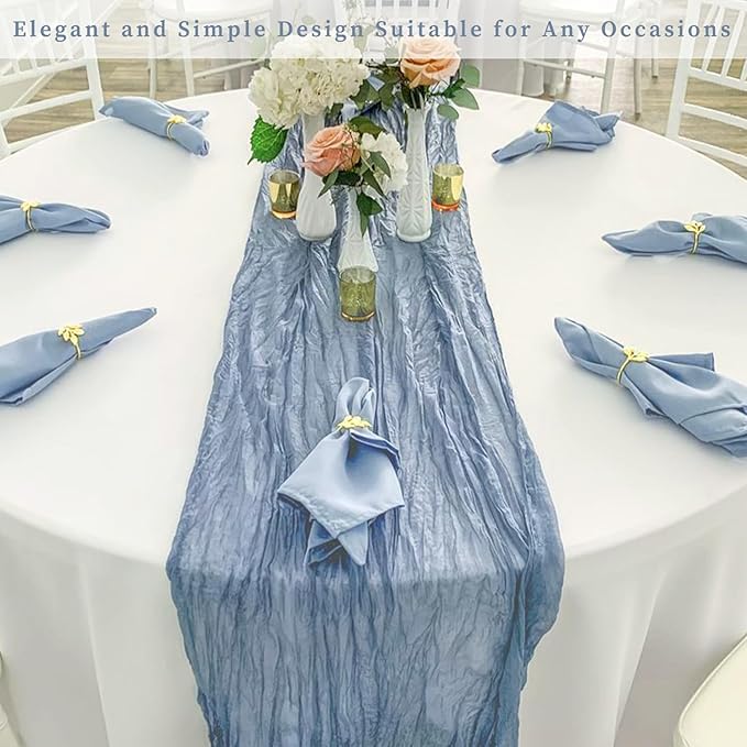 6 Pack Dusty Blue 10FT Cheesecloth Table Runner Rustic Gauze Fabric Cheese - Image 7