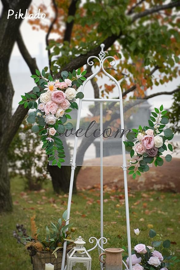 Faux Flower Swag Set of 2 for Wedding Welcome Signs Floral Swag Wedding - Image 3