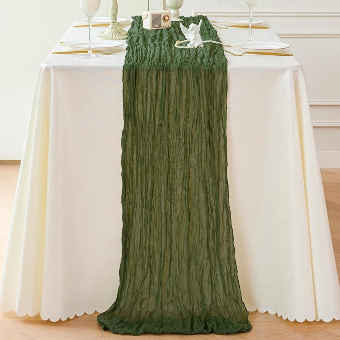 Sioloc 10 Pack Moss Green Cheesecloth Table Runner Fall Autumn Decor - Image 4