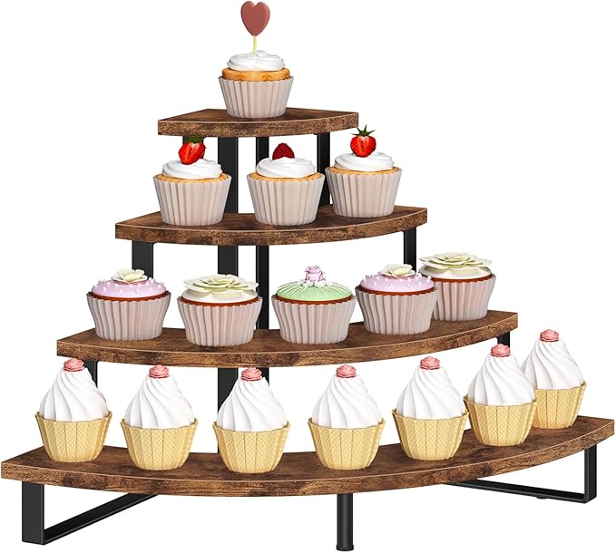 ELITEROO Cupcake Tier Stand, Wooden Cup Cake Stand Stairs, 4 Tier Dessert Table by ELITEROO