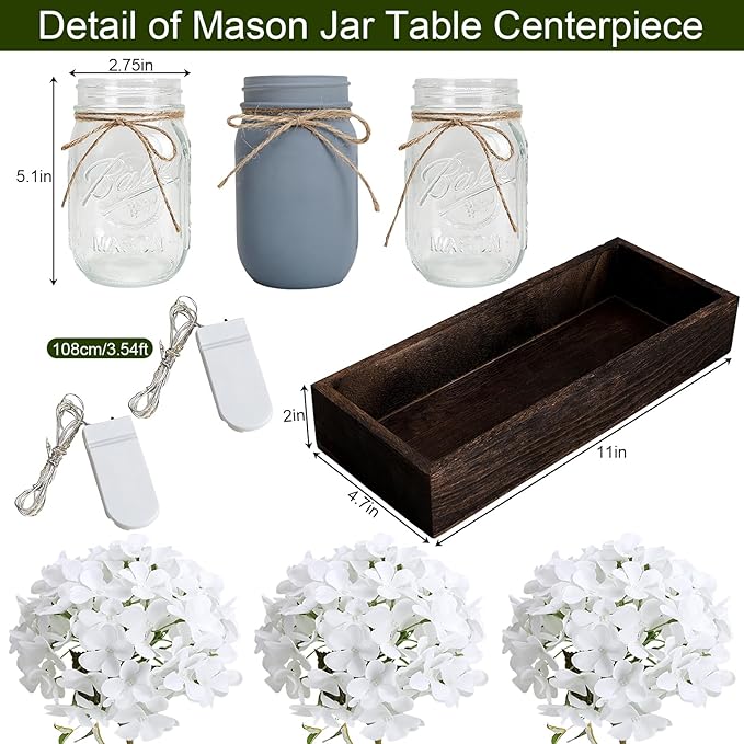 Mason Jar Lights Centerpiece Table Decor - Image 2
