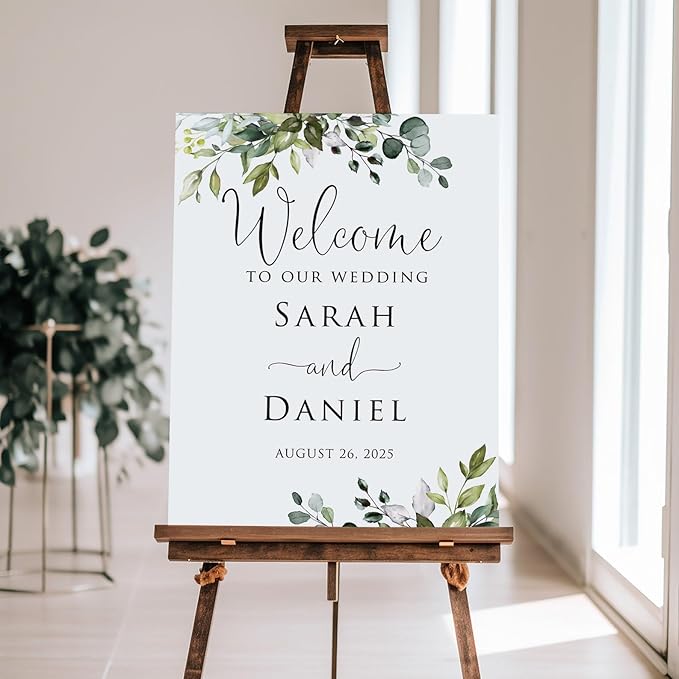 Welcome Wedding Sign Personalized, Personalized Wedding Welcome Sign Greenery - Image 3
