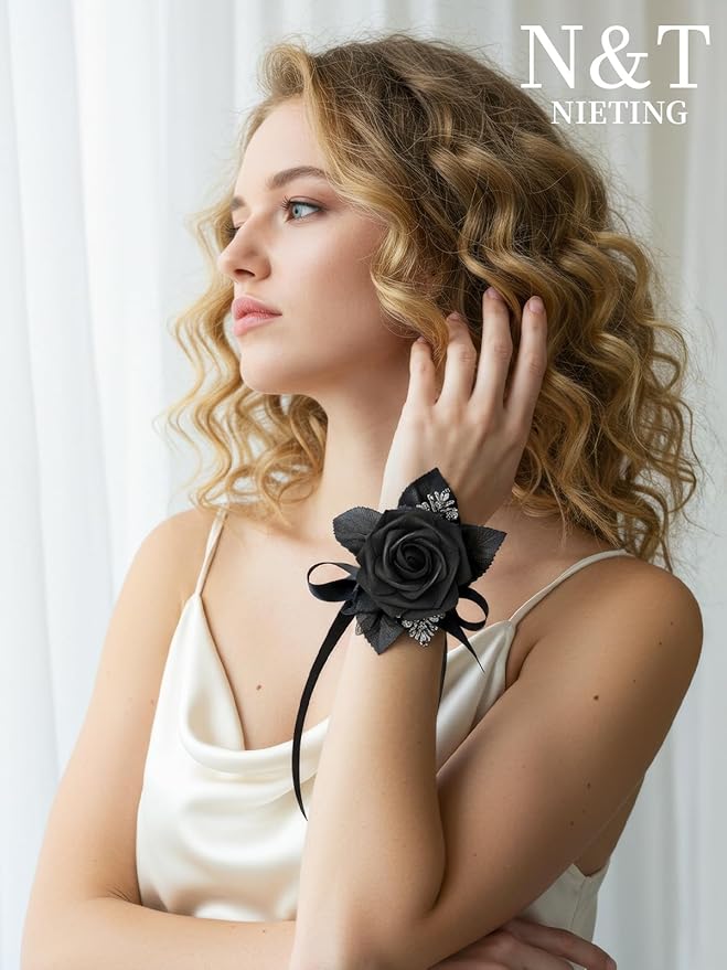 N&T NIETING Artificial Flowers Black Rose 50pcs Real Touch Flowers Perfect - Image 6