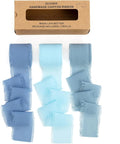 Baby Blue Dusty Blue Handmade Chiffon Ribbon, 1.5" x 21Yd Frayed Silk Ribbons by KEOSREE