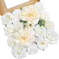 AmyHomie White Artificial Flowers Combo Silk Mix Peony Rose Hydrangea Daisy by AmyHomie