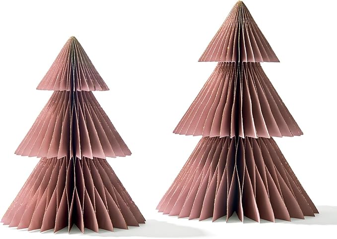 LampLust Pink Tree, 2 Pack Honeycomb Paper Trees 10 & 12 Inch, Winter - Image 4