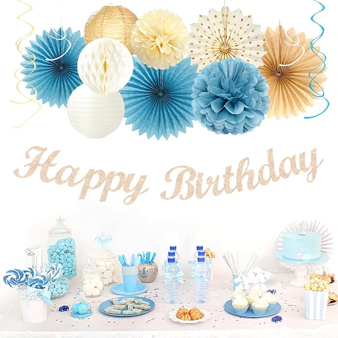Light-Dusty Blue Beige-Champagne Women Birthday-Decorations - Image 5