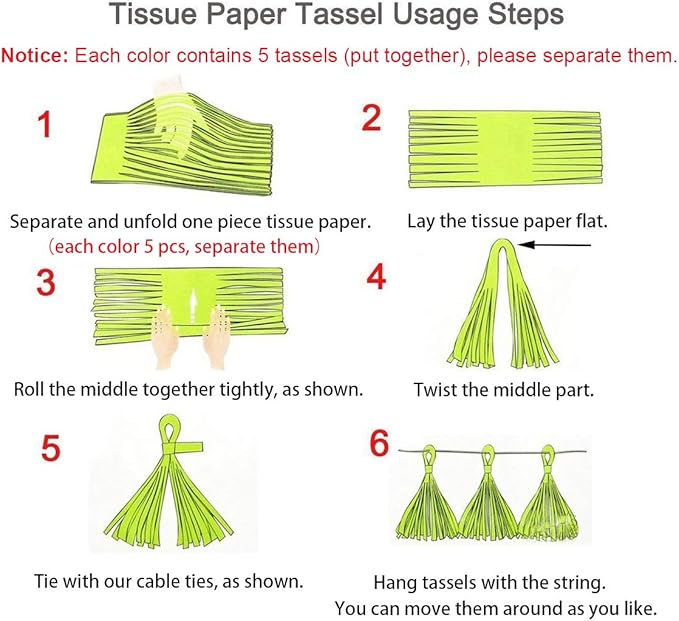 Tassel Garland, Tissue Paper Tassels Banner - Image 2