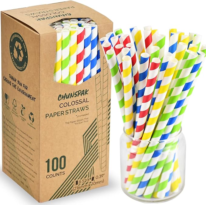 8.5 inch Colossal Paper Straws for Smoothie & Milkshake by chunspak