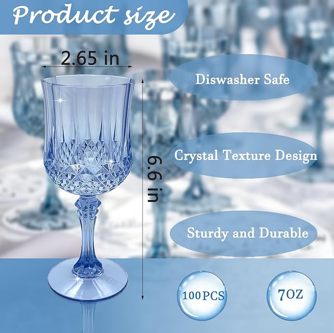 Plastic Wine Glasses，Plastic Goblets Vintage Style Cordial Drinking Glasses - Image 2