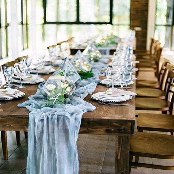 12 Pack Dusty Blue Cheesecloth Table Runner 20 x 120 inch Gauze 10FT Semi Sheer - Image 7