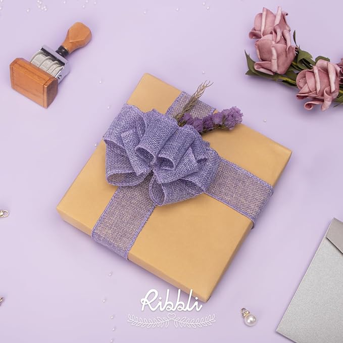 Ribbli Light Purple/Lavender Burlap Wired Ribbon, 1-1/2 Inch x 10 Yard - Image 2