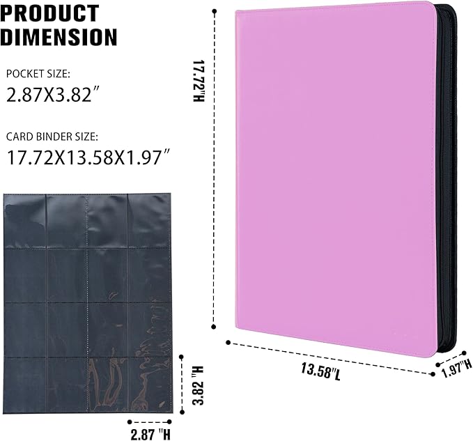 Premium 1000+ Pockets Card Binder, 16 Pockets Trading Card Binder Ringless Side - Image 5