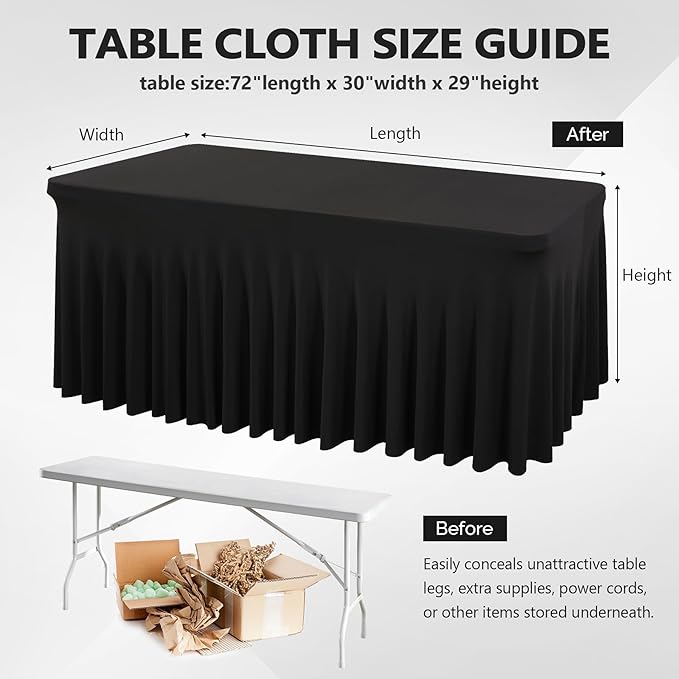 Wish Care 6 Pack Black Spandex Table Cloths - Image 3