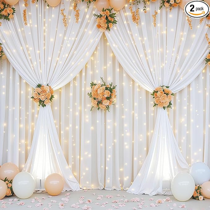 White Backdrop Curtains with Lights by Partisky