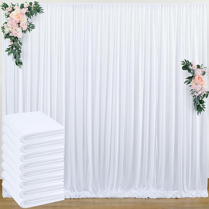 40 ft x 8 ft White Backdrop Curtain Drapes by Outpain