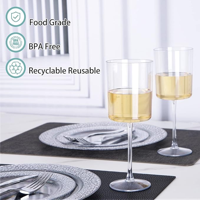 Ciaell 6 Pack Plastic Wine Glasses - 10 Oz Plastic Disposable Wine Glasses - Image 3