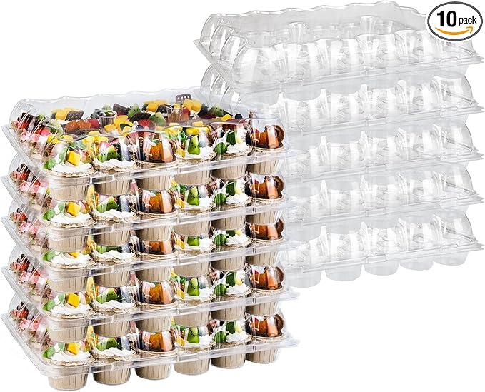 TWOWYHI 24 Counts x 10 Sets Cupcake Containers Cupcake Boxes Plastic Cupcakes by TWOWYHI